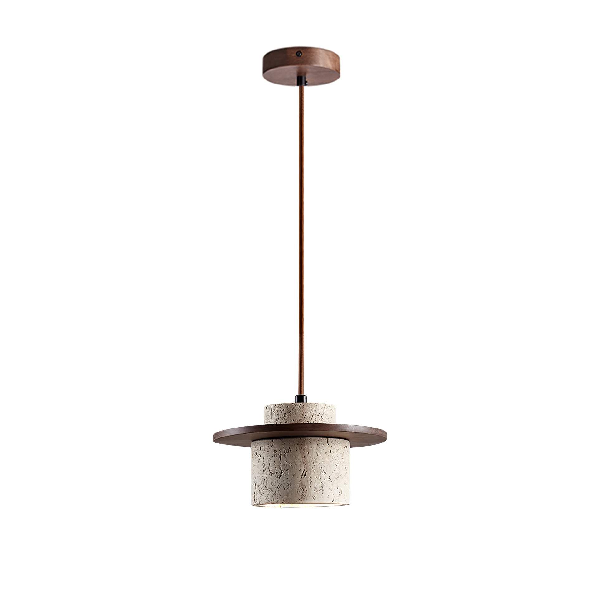 Elvaria Disc Cylinder Travertine Pendant Light - Neutralighting