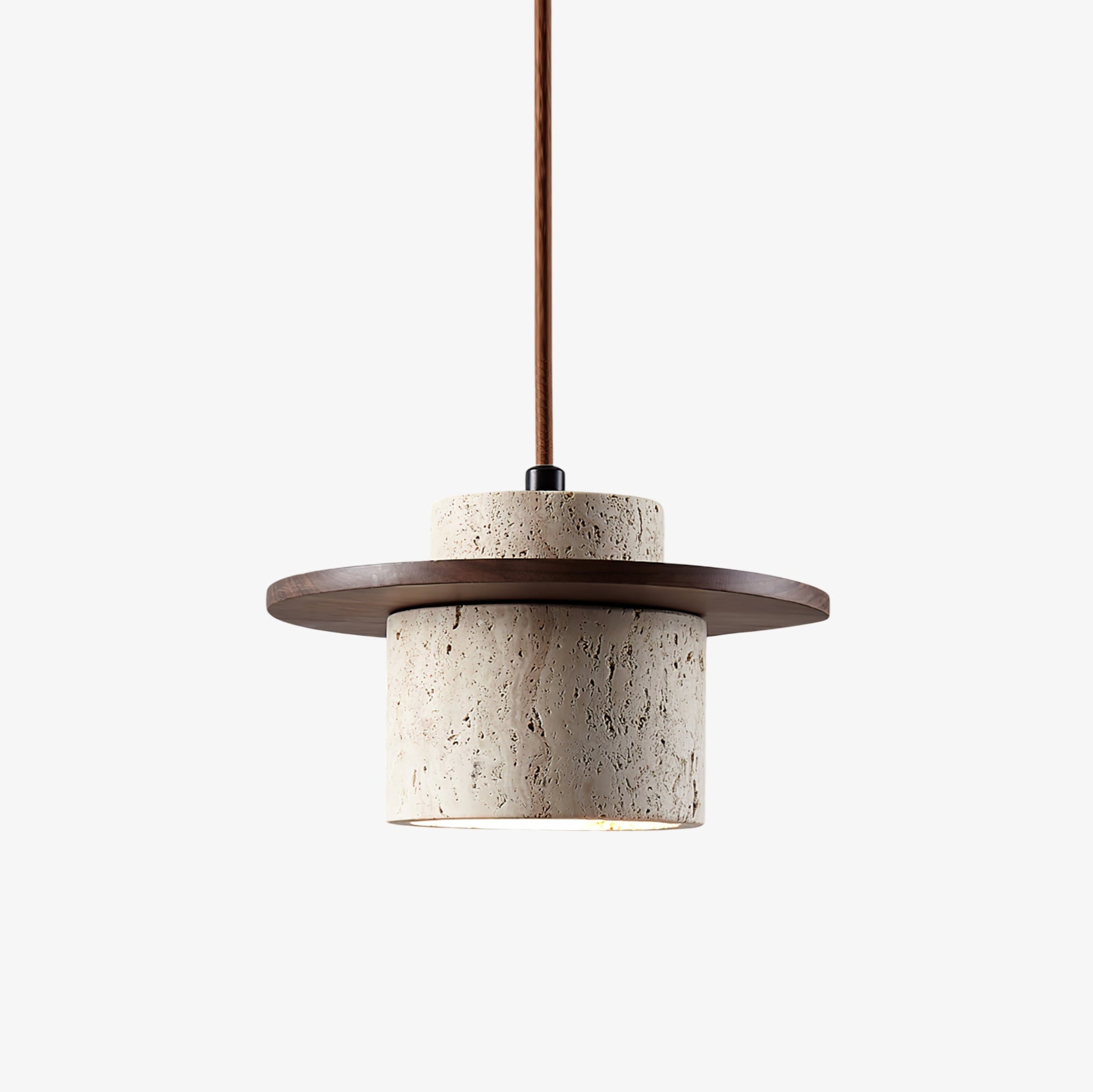 Elvaria Disc Cylinder Travertine Pendant Light - Neutralighting