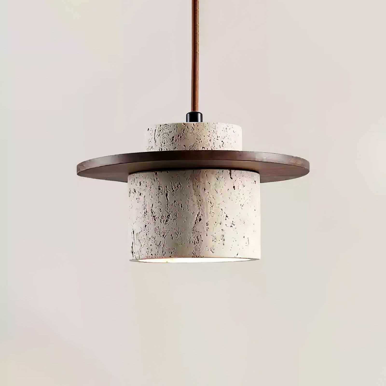 Elvaria Disc Cylinder Travertine Pendant Light - Neutralighting