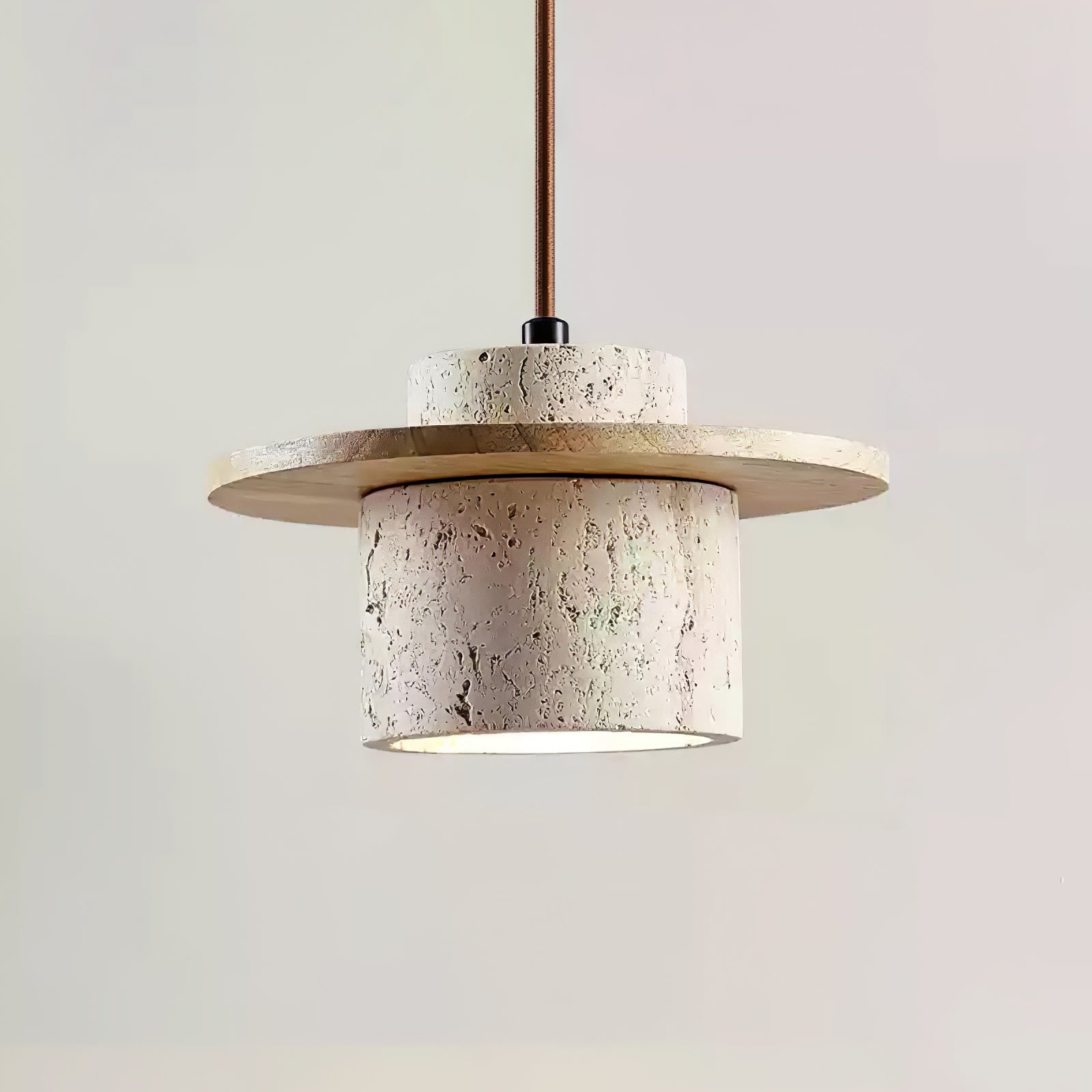 Elvaria Disc Cylinder Travertine Pendant Light - Neutralighting