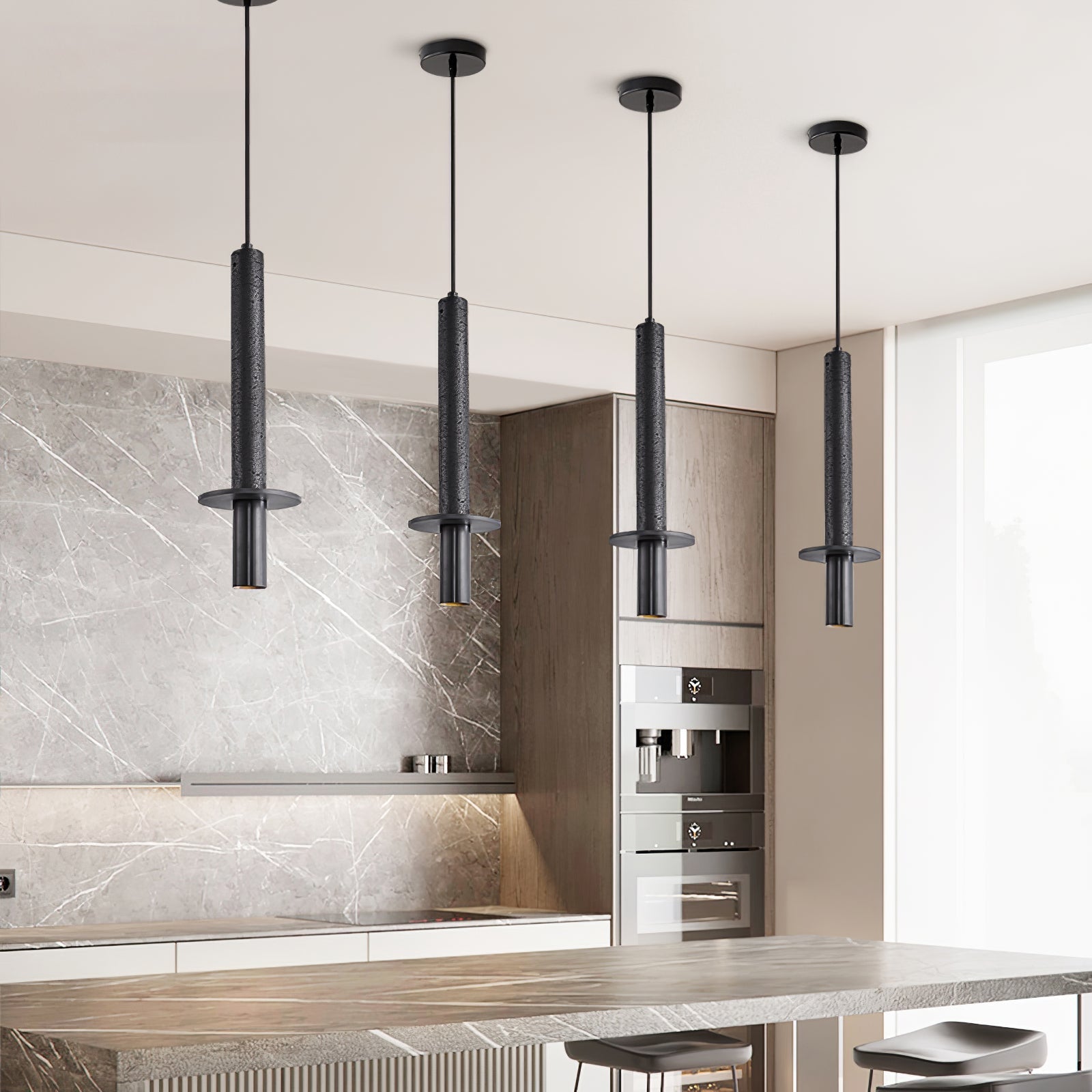Avdoryra Dual Cylinder Travertine Pendant Light - Neutralighting