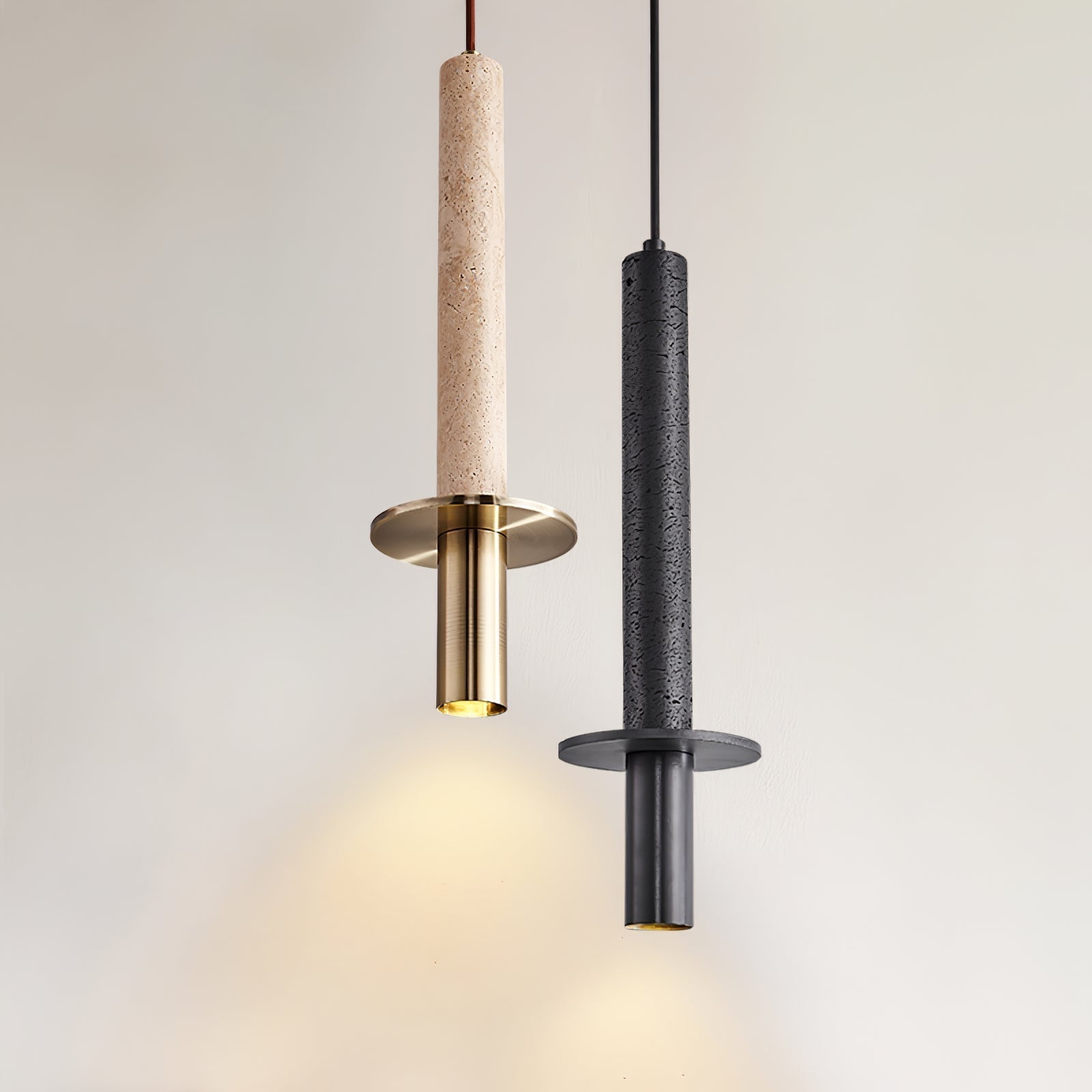 Avdoryra Dual Cylinder Travertine Pendant Light - Neutralighting
