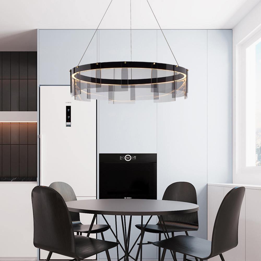 Lustra Kronleuchter LED Ring Schwarz Glas Modern-Letslighting