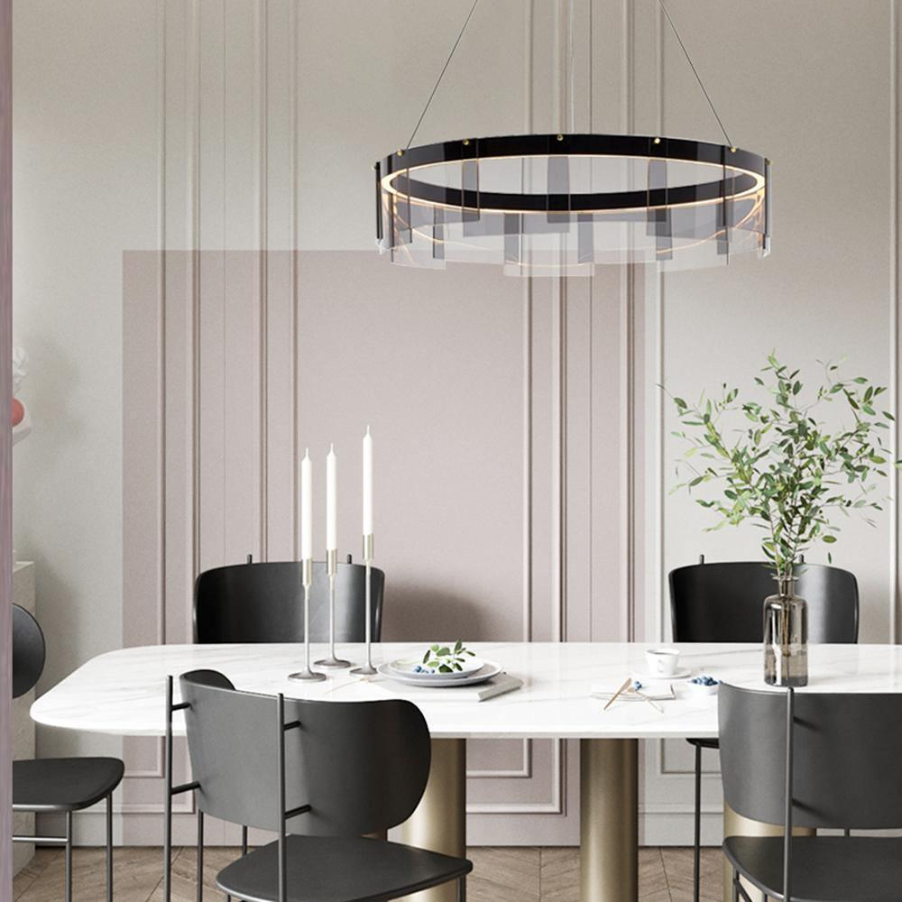 Lustra Kronleuchter LED Ring Schwarz Glas Modern-Letslighting