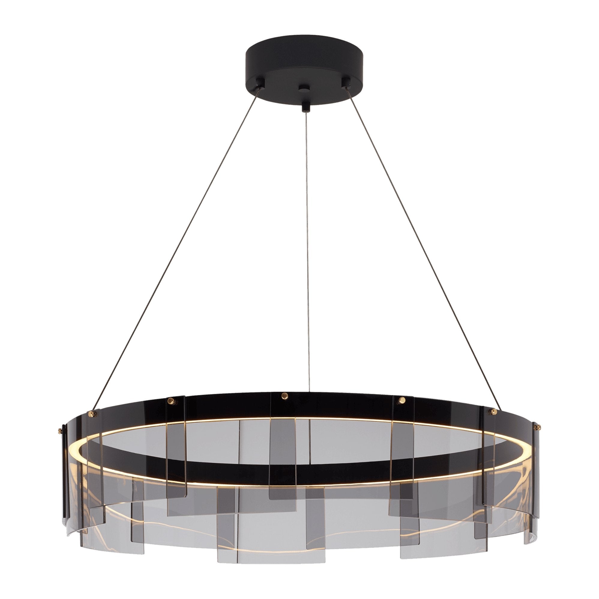 Lustra Kronleuchter LED Ring Schwarz Glas Modern-Letslighting