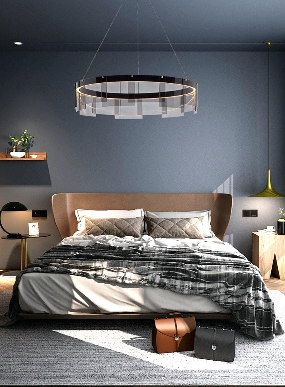 Lustra Kronleuchter LED Ring Schwarz Glas Modern-Letslighting