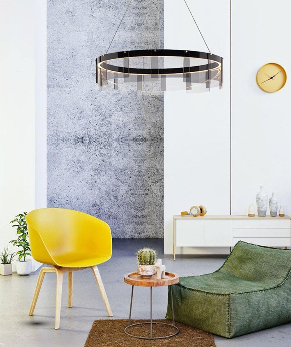 Lustra Kronleuchter LED Ring Schwarz Glas Modern-Letslighting
