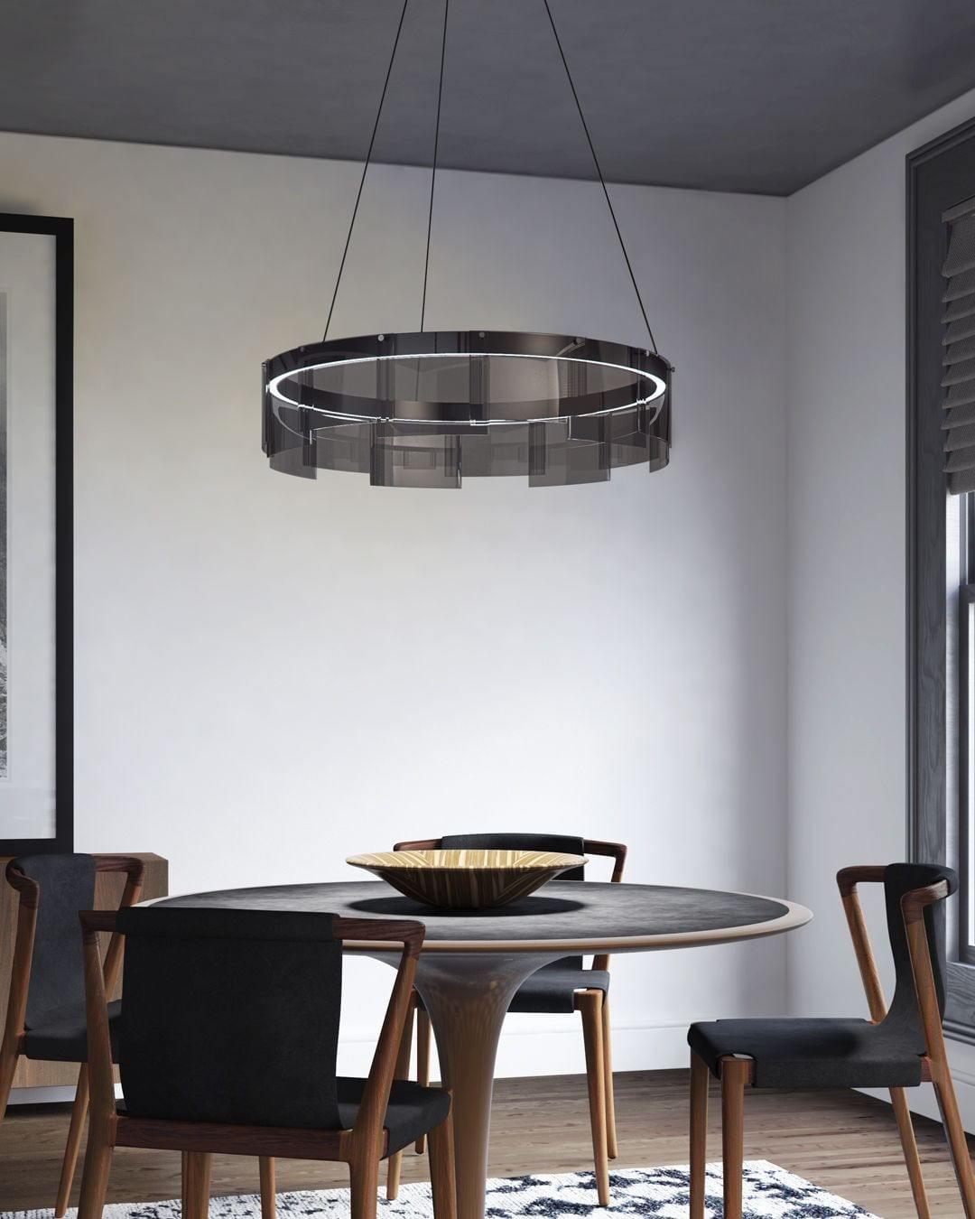 Lustra Kronleuchter LED Ring Schwarz Glas Modern-Letslighting