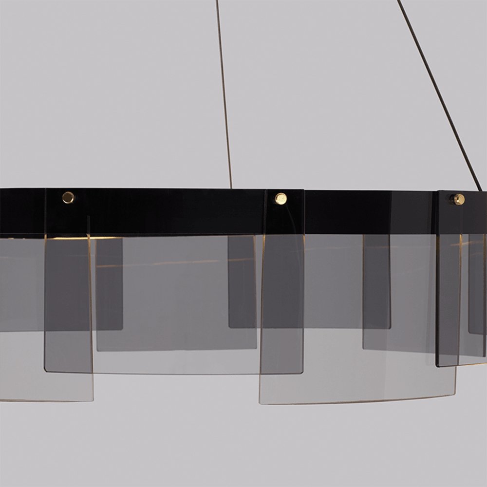 Lustra Kronleuchter LED Ring Schwarz Glas Modern-Letslighting