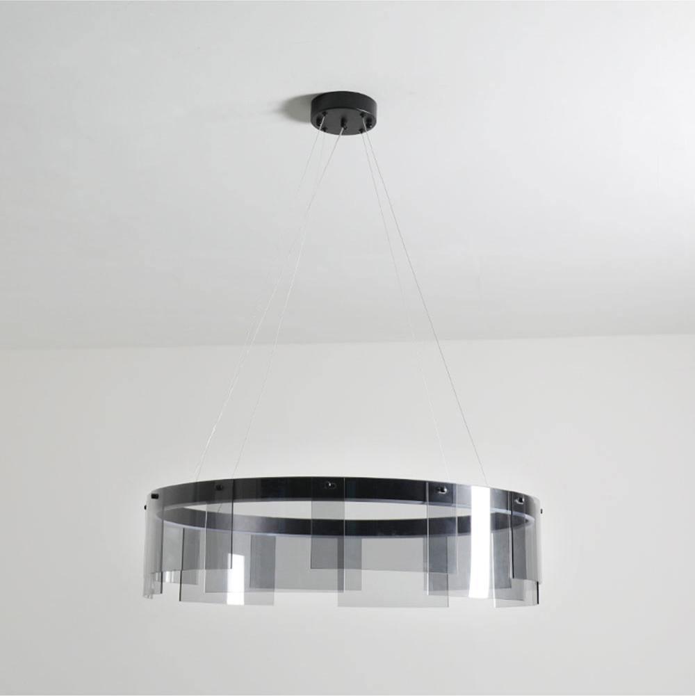 Lustra Kronleuchter LED Ring Schwarz Glas Modern-Letslighting