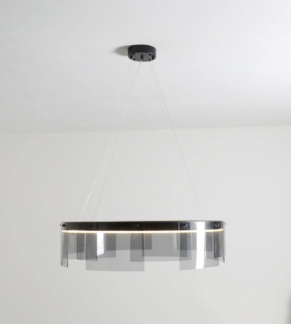 Lustra Kronleuchter LED Ring Schwarz Glas Modern-Letslighting