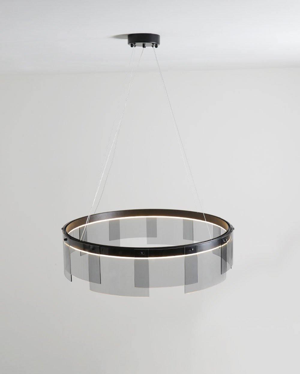 Lustra Kronleuchter LED Ring Schwarz Glas Modern-Letslighting