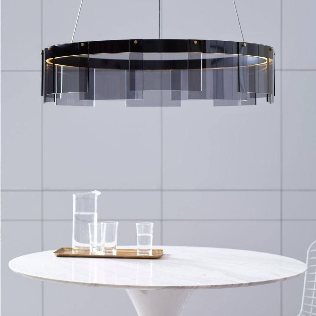 Lustra Kronleuchter LED Ring Schwarz Glas Modern-Letslighting