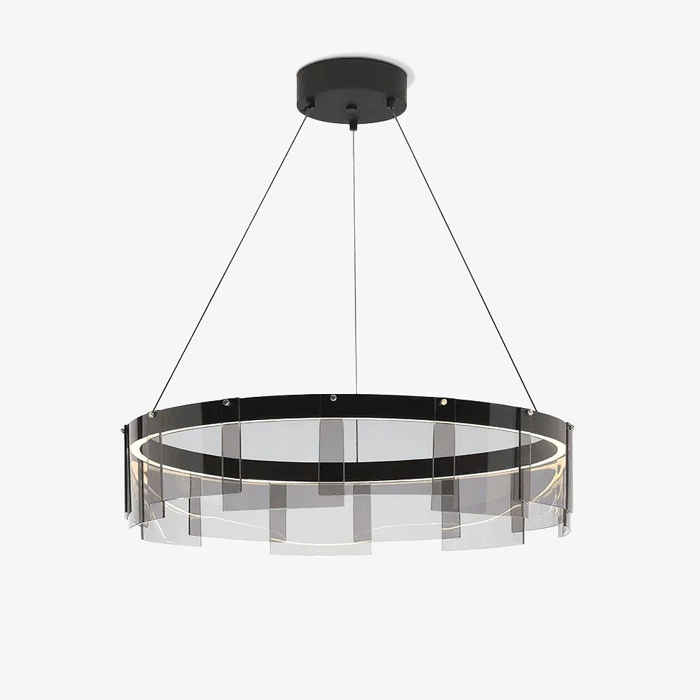 Lustra Kronleuchter LED Ring Schwarz Glas Modern-Letslighting