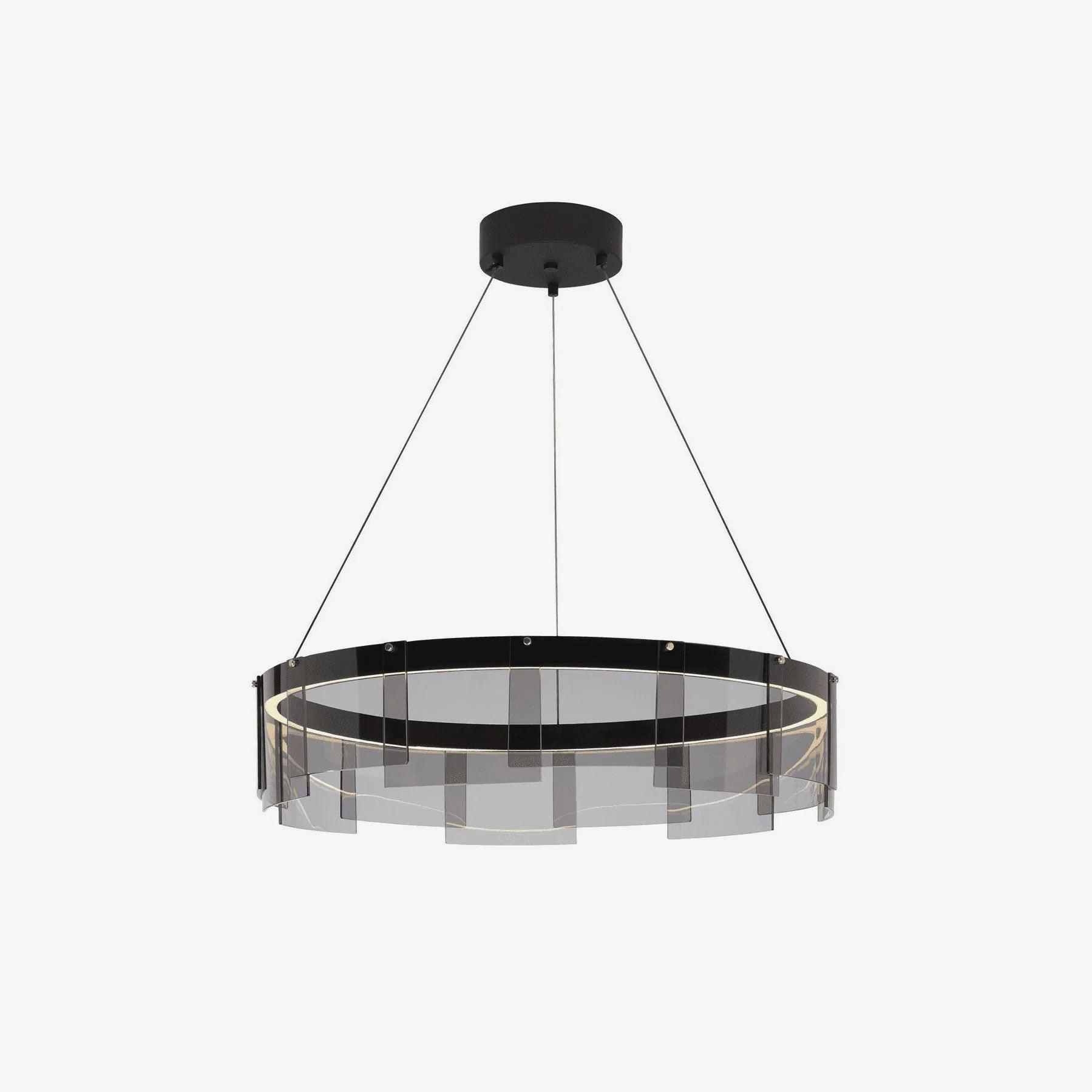 Lustra Kronleuchter LED Ring Schwarz Glas Modern-Letslighting