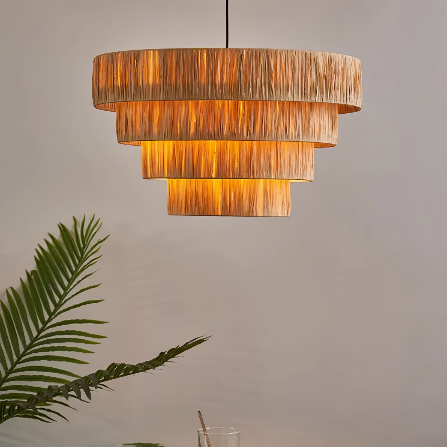 Thyra Stroh Traditionell Retro Pendelleuchte-Letslighting