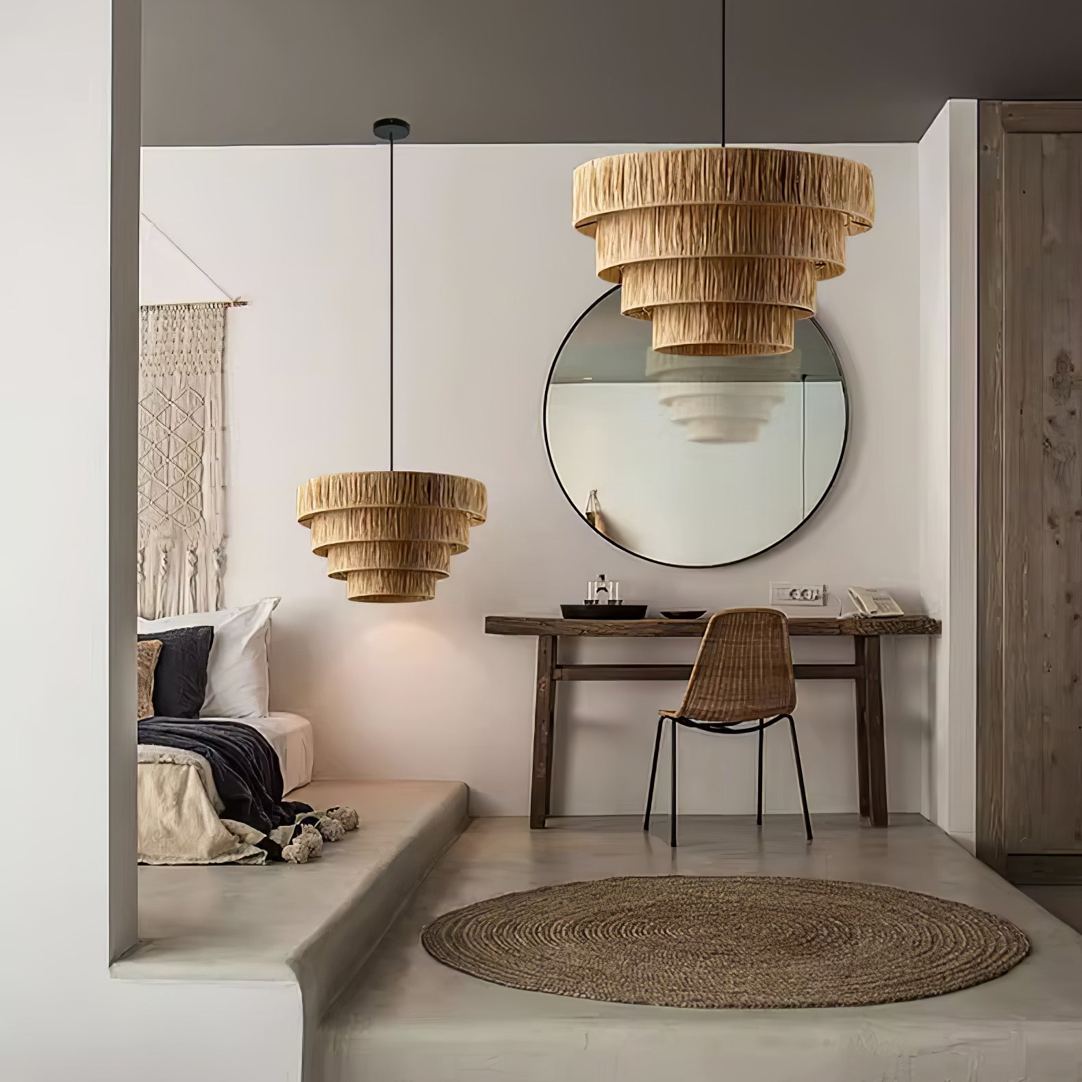 Thyra Stroh Traditionell Retro Pendelleuchte-Letslighting