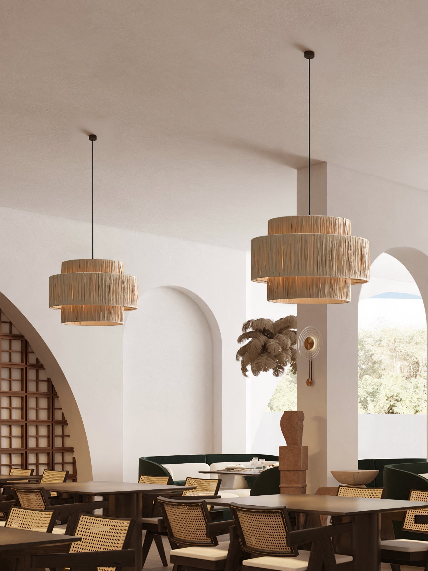 Thyra Stroh Traditionell Retro Pendelleuchte-Letslighting