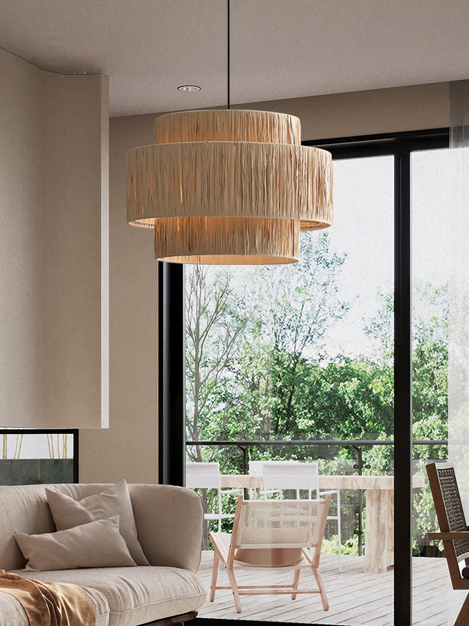 Thyra Stroh Traditionell Retro Pendelleuchte-Letslighting