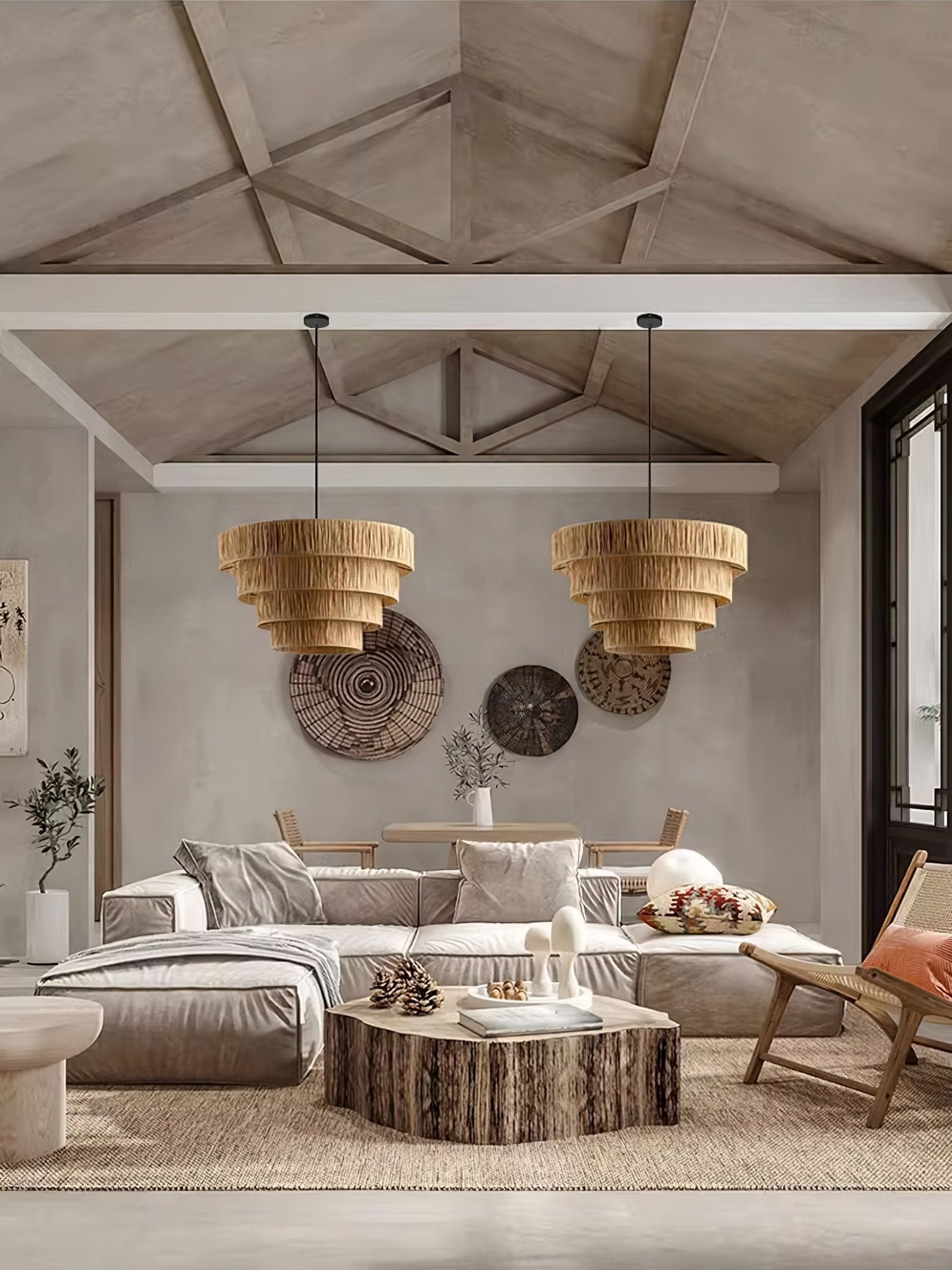 Thyra Stroh Traditionell Retro Pendelleuchte-Letslighting