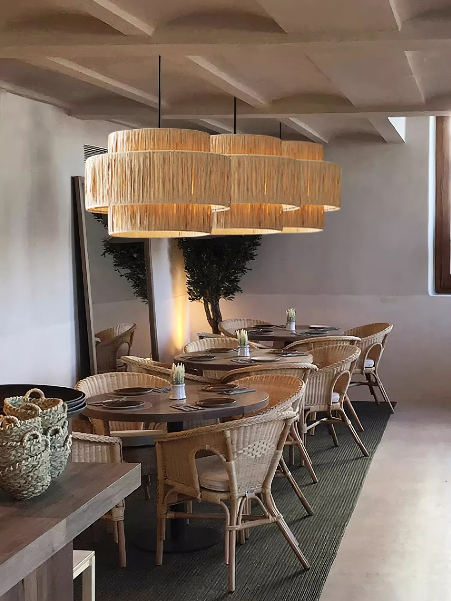 Thyra Stroh Traditionell Retro Pendelleuchte-Letslighting