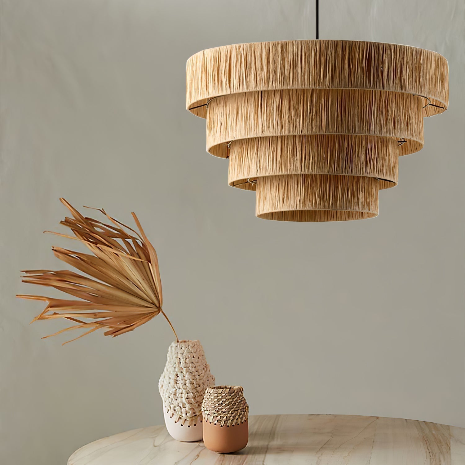 Thyra Stroh Traditionell Retro Pendelleuchte-Letslighting