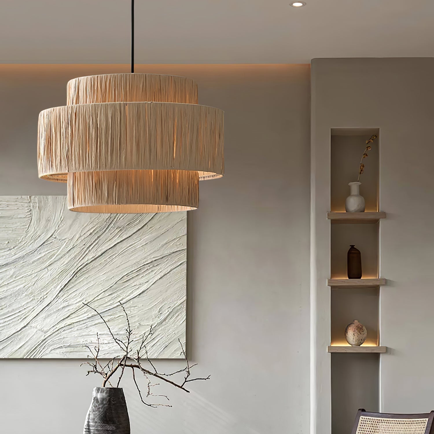 Thyra Stroh Traditionell Retro Pendelleuchte-Letslighting