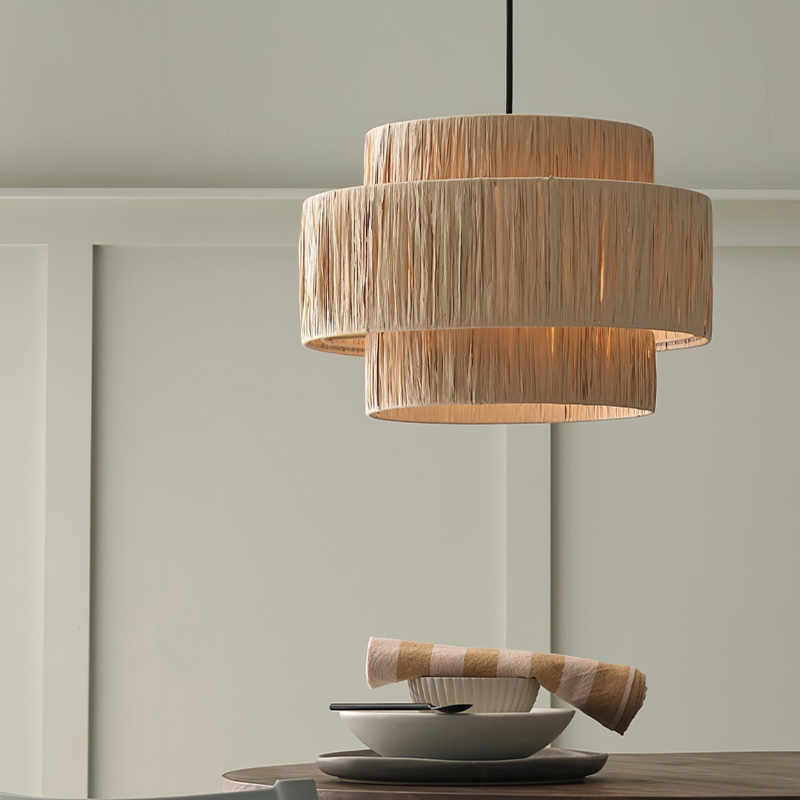 Thyra Stroh Traditionell Retro Pendelleuchte-Letslighting