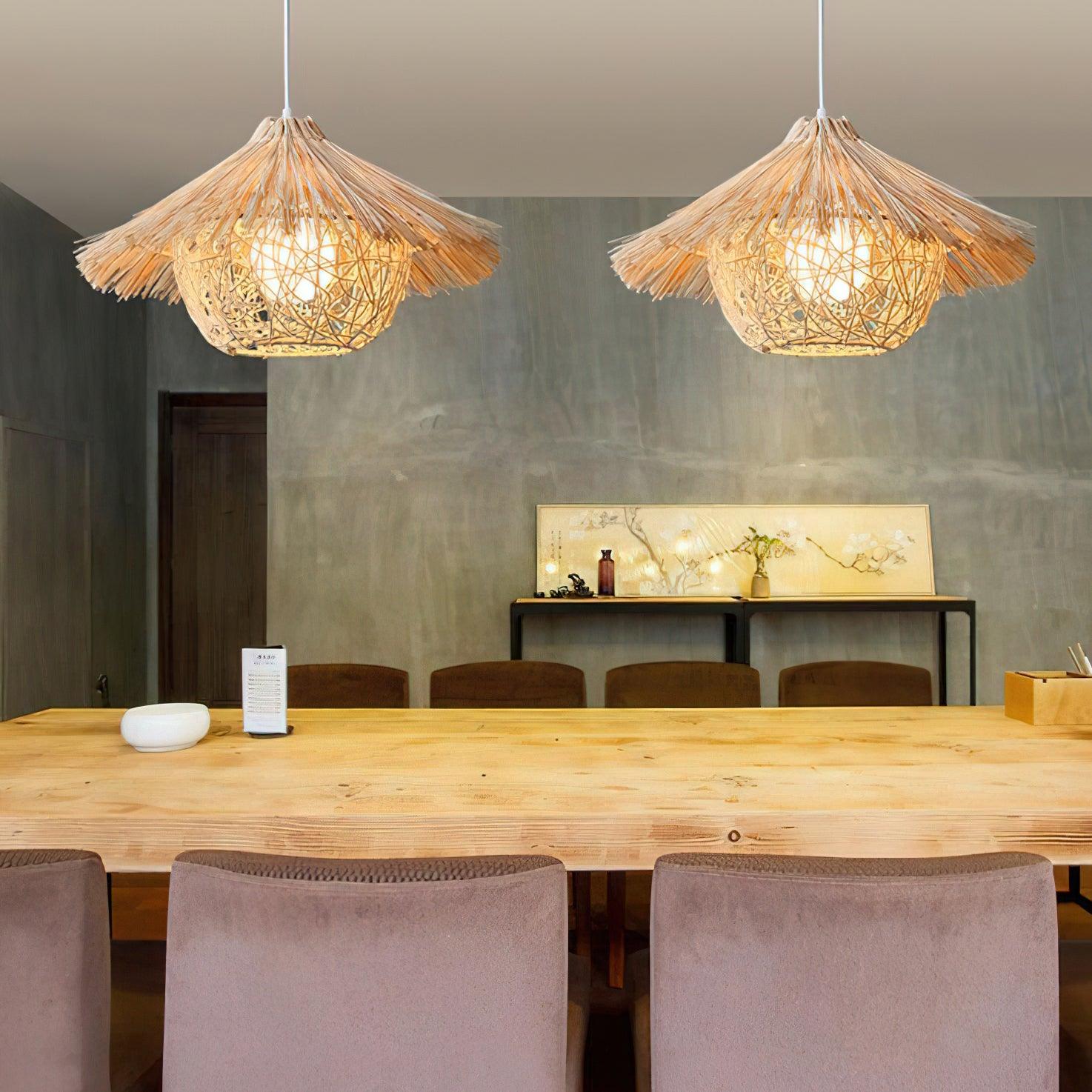 Catala Strohhut Rattan Pendelleuchte-Letslighting