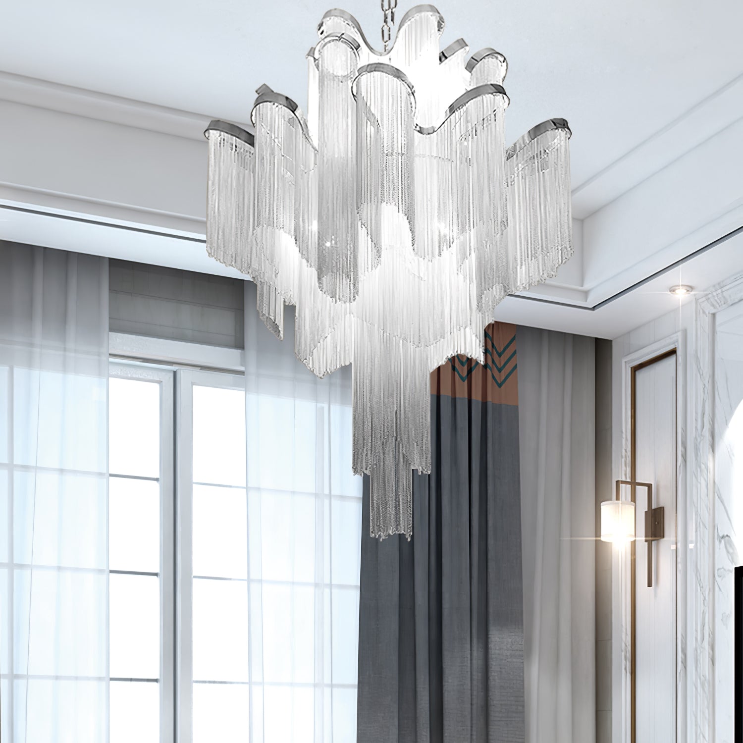 Lustra Pendant Lamp Stream Chain Nickel-Letslighting
