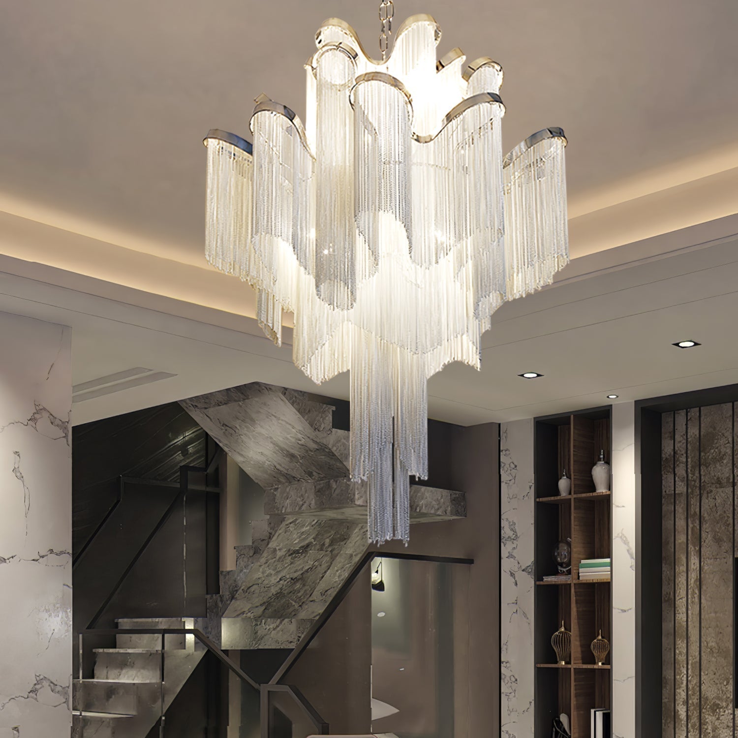 Lustra Pendant Lamp Stream Chain Nickel-Letslighting
