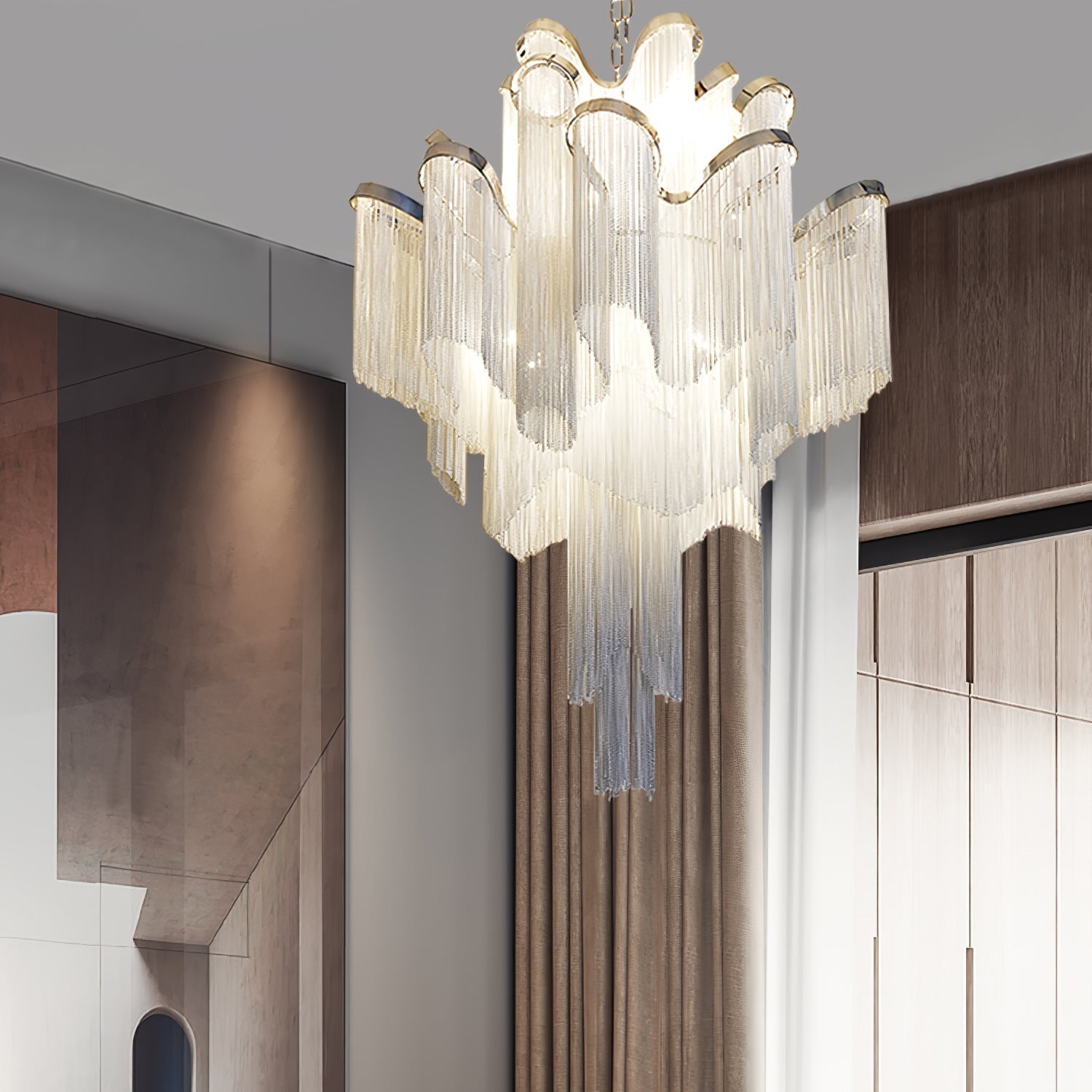 Lustra Pendant Lamp Stream Chain Nickel-Letslighting