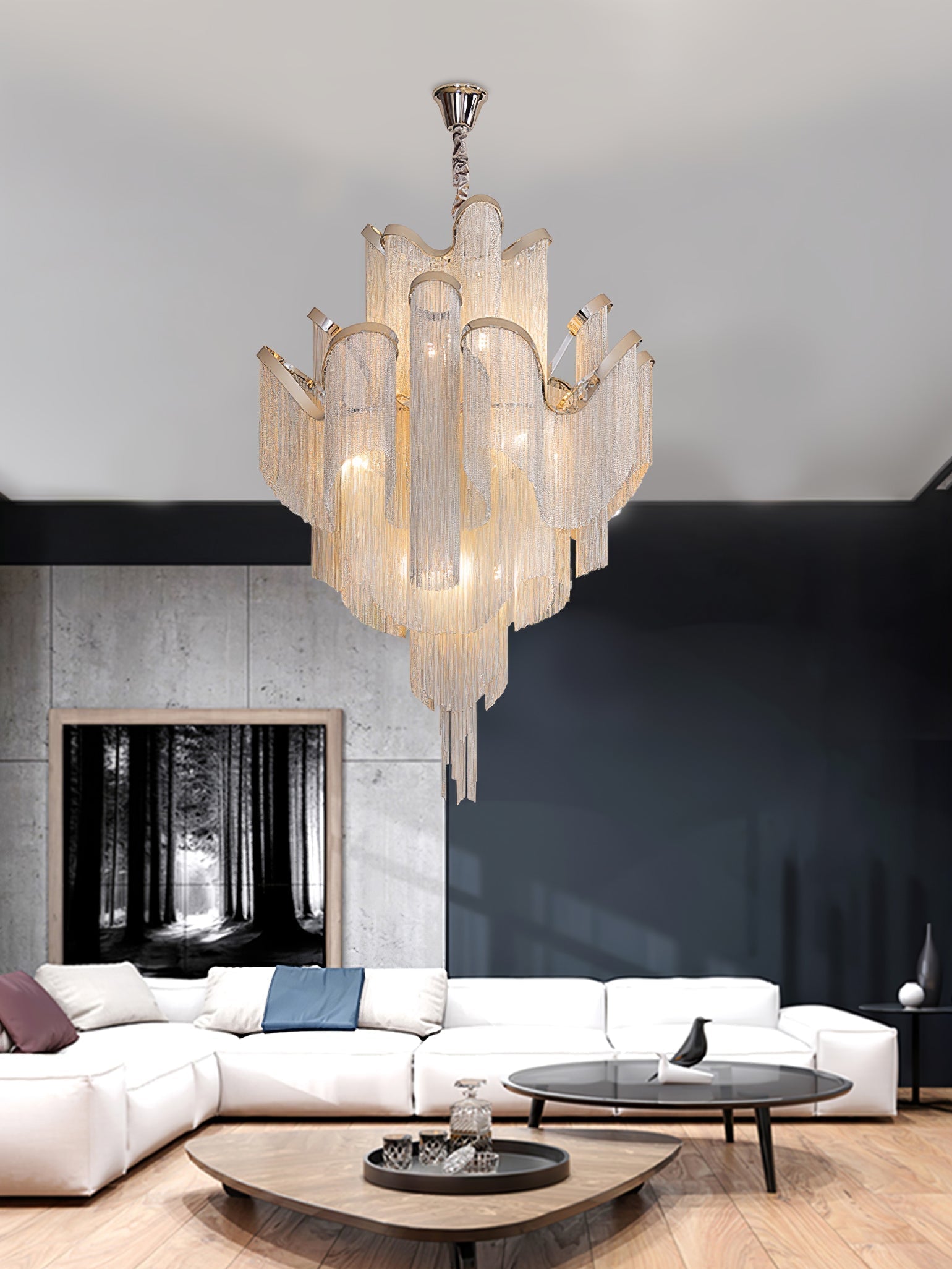Lustra Pendant Lamp Stream Chain Nickel-Letslighting
