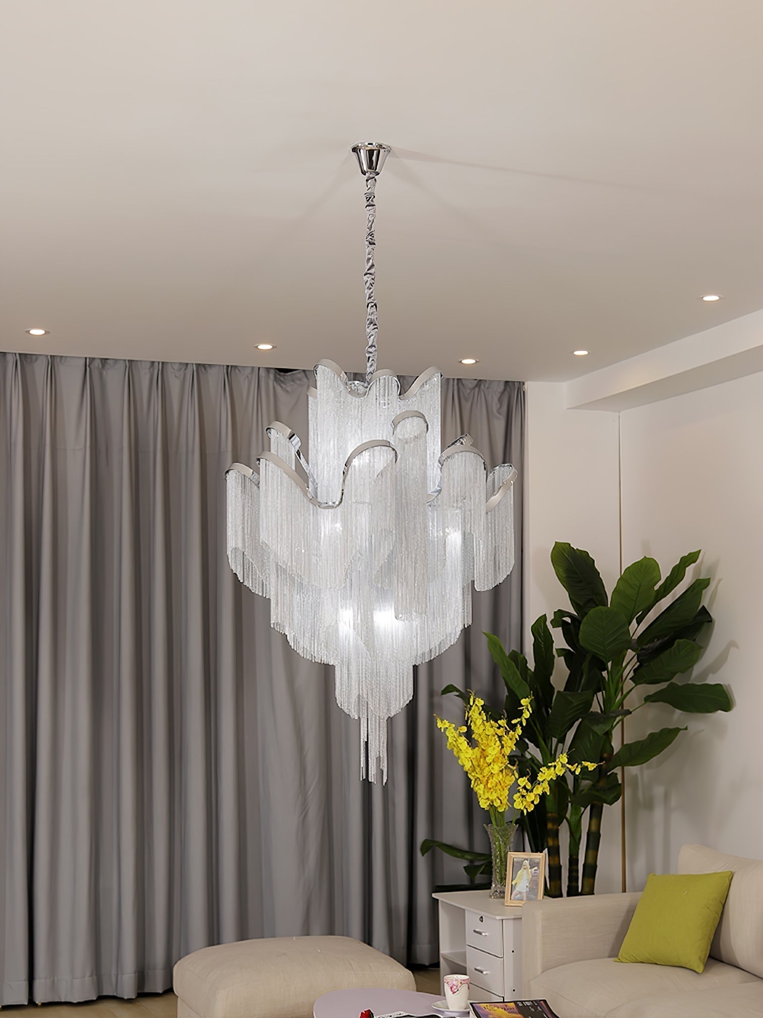 Lustra Pendant Lamp Stream Chain Nickel-Letslighting