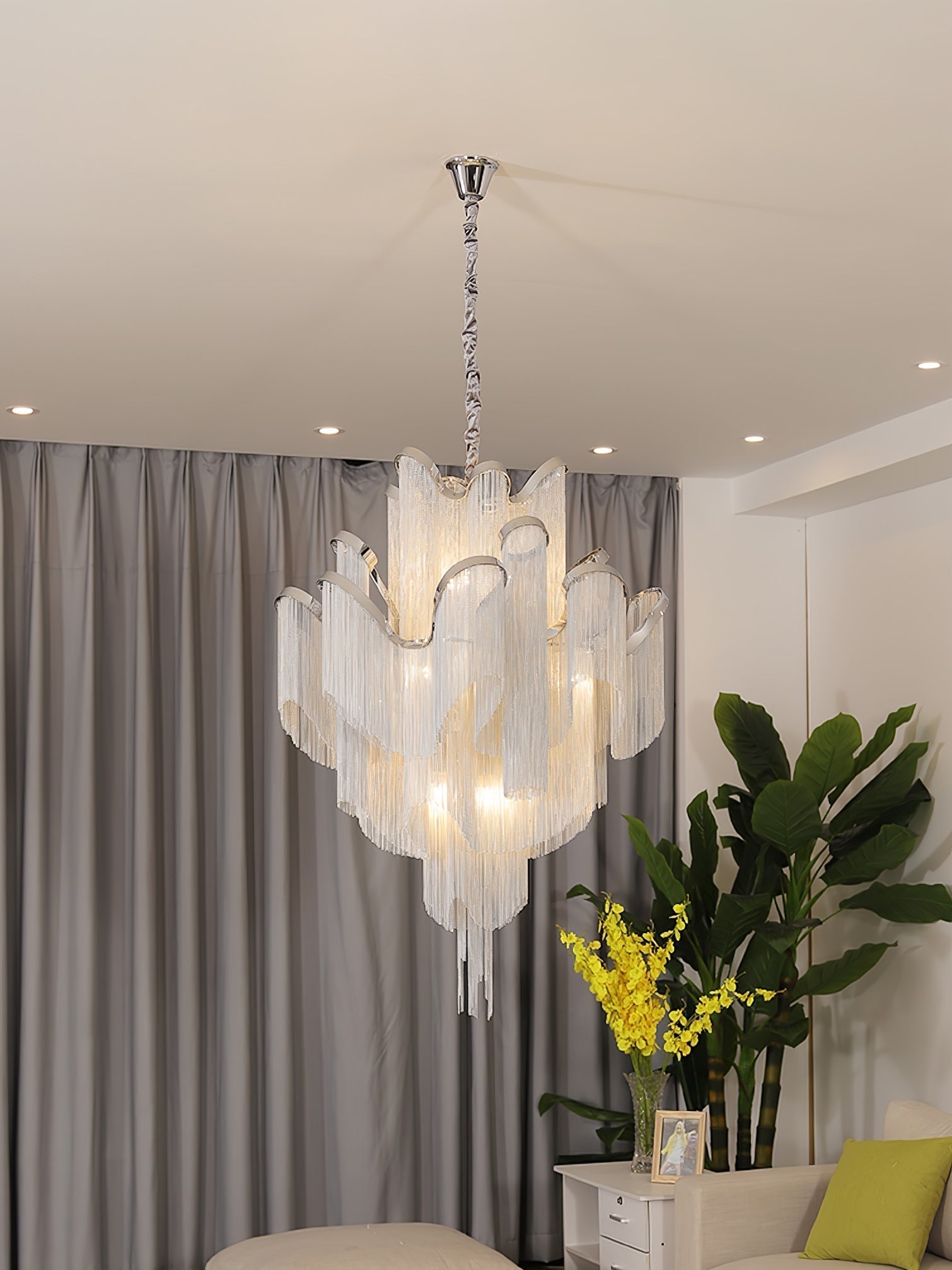 Lustra Pendant Lamp Stream Chain Nickel-Letslighting