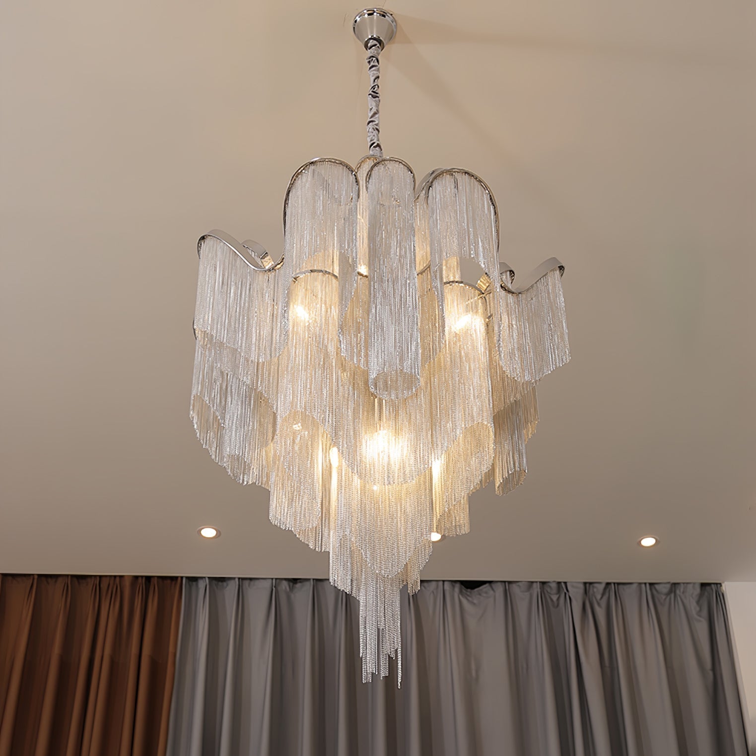 Lustra Pendant Lamp Stream Chain Nickel-Letslighting