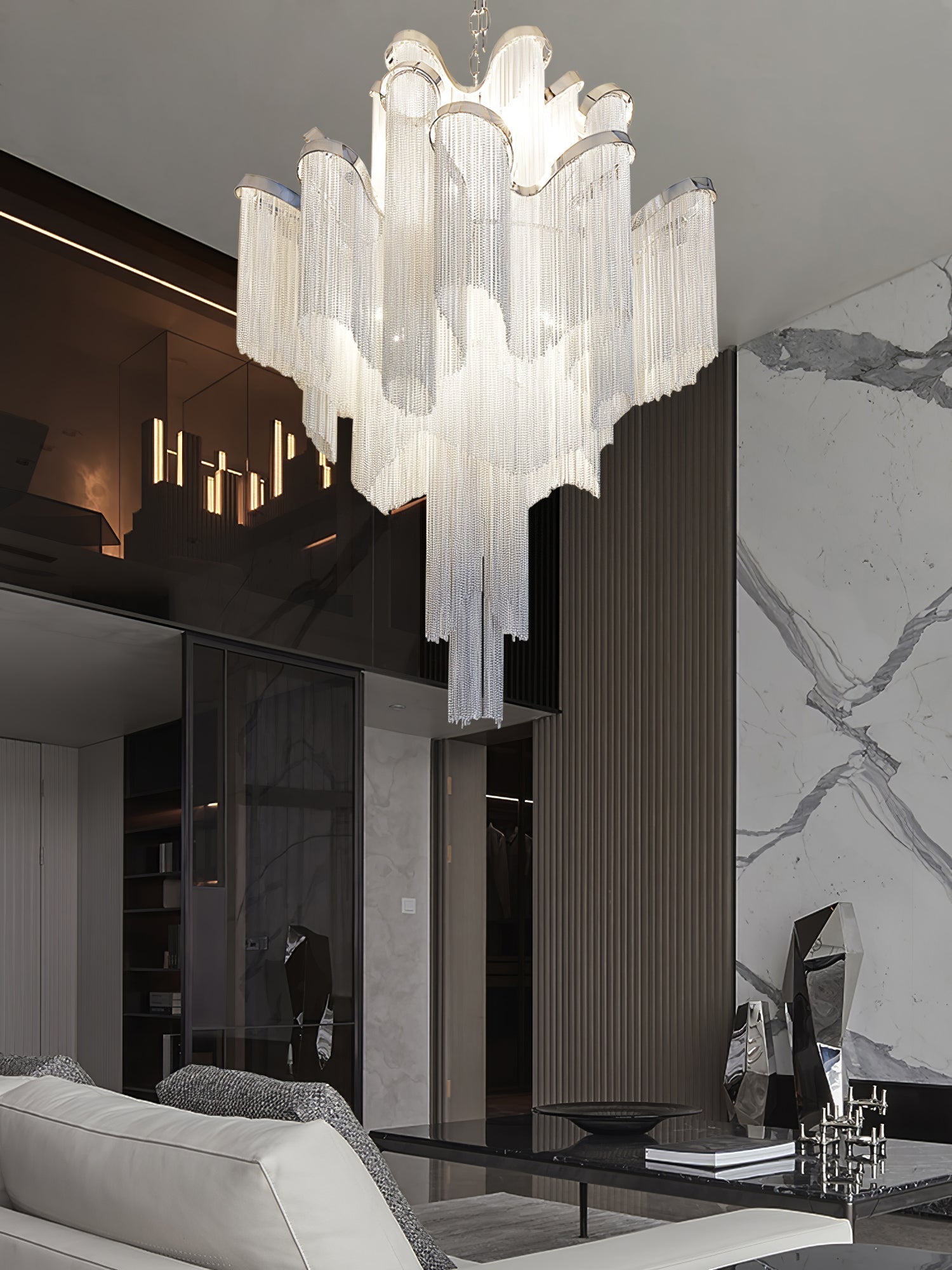 Lustra Pendant Lamp Stream Chain Nickel-Letslighting