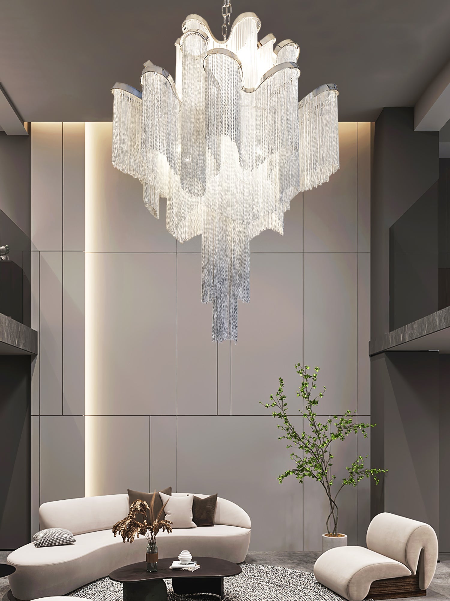 Lustra Pendant Lamp Stream Chain Nickel-Letslighting