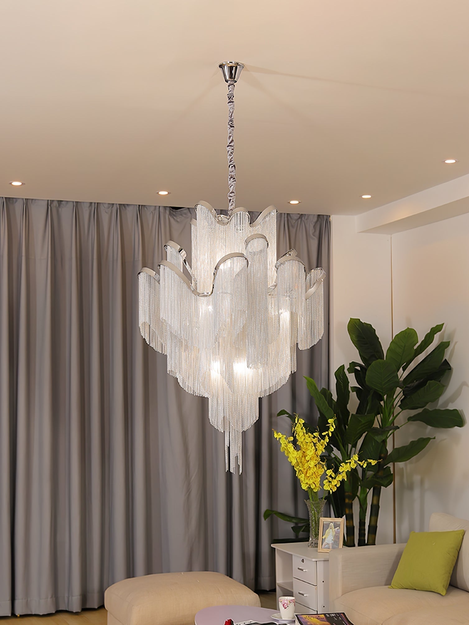 Lustra Pendant Lamp Stream Chain Nickel-Letslighting