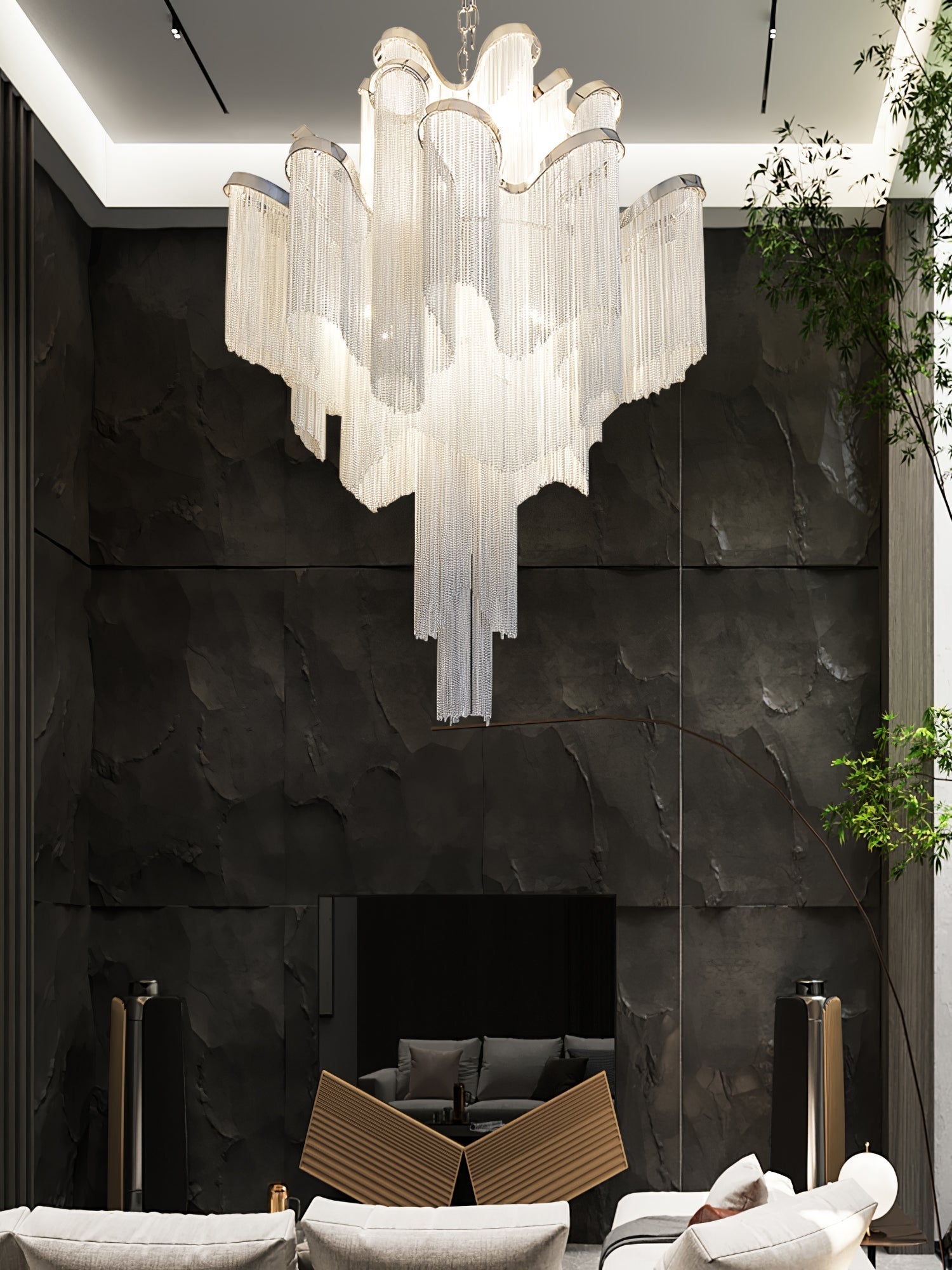 Lustra Pendant Lamp Stream Chain Nickel-Letslighting