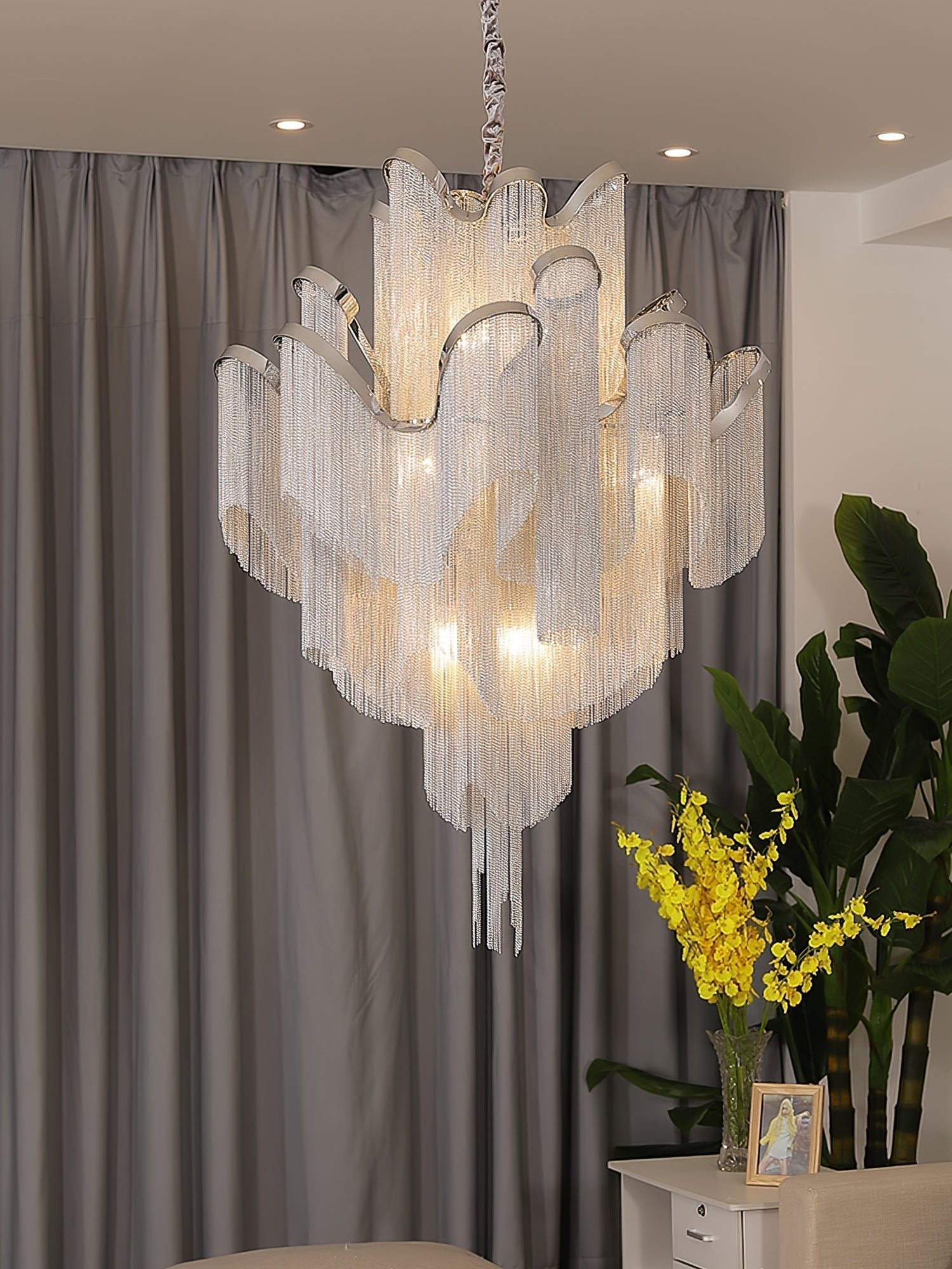 Lustra Pendant Lamp Stream Chain Nickel-Letslighting