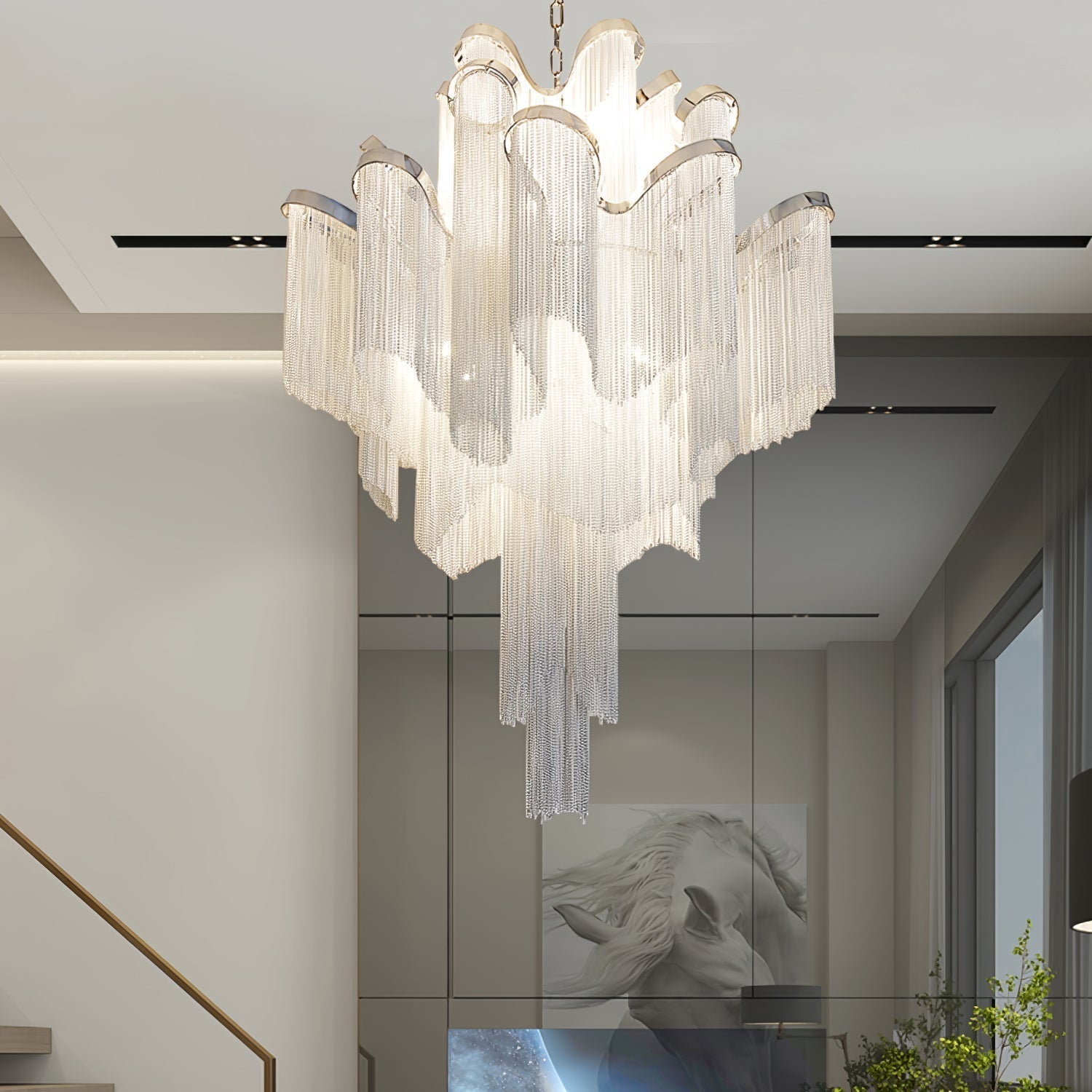 Lustra Pendant Lamp Stream Chain Nickel-Letslighting