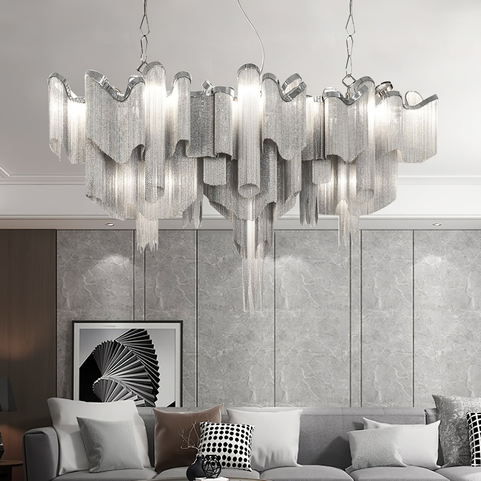Lustra Pendant Lamp Stream Chain Nickel-Letslighting