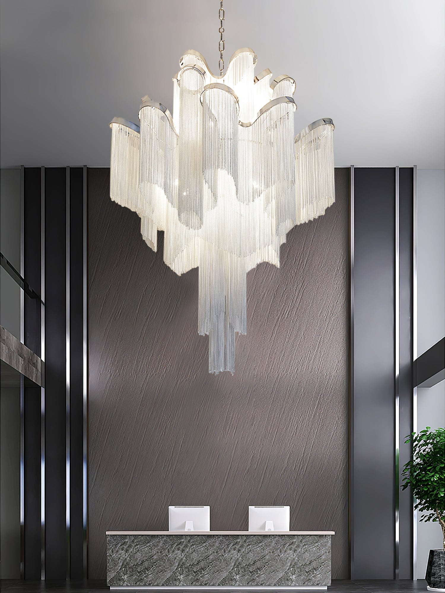 Lustra Pendant Lamp Stream Chain Nickel-Letslighting