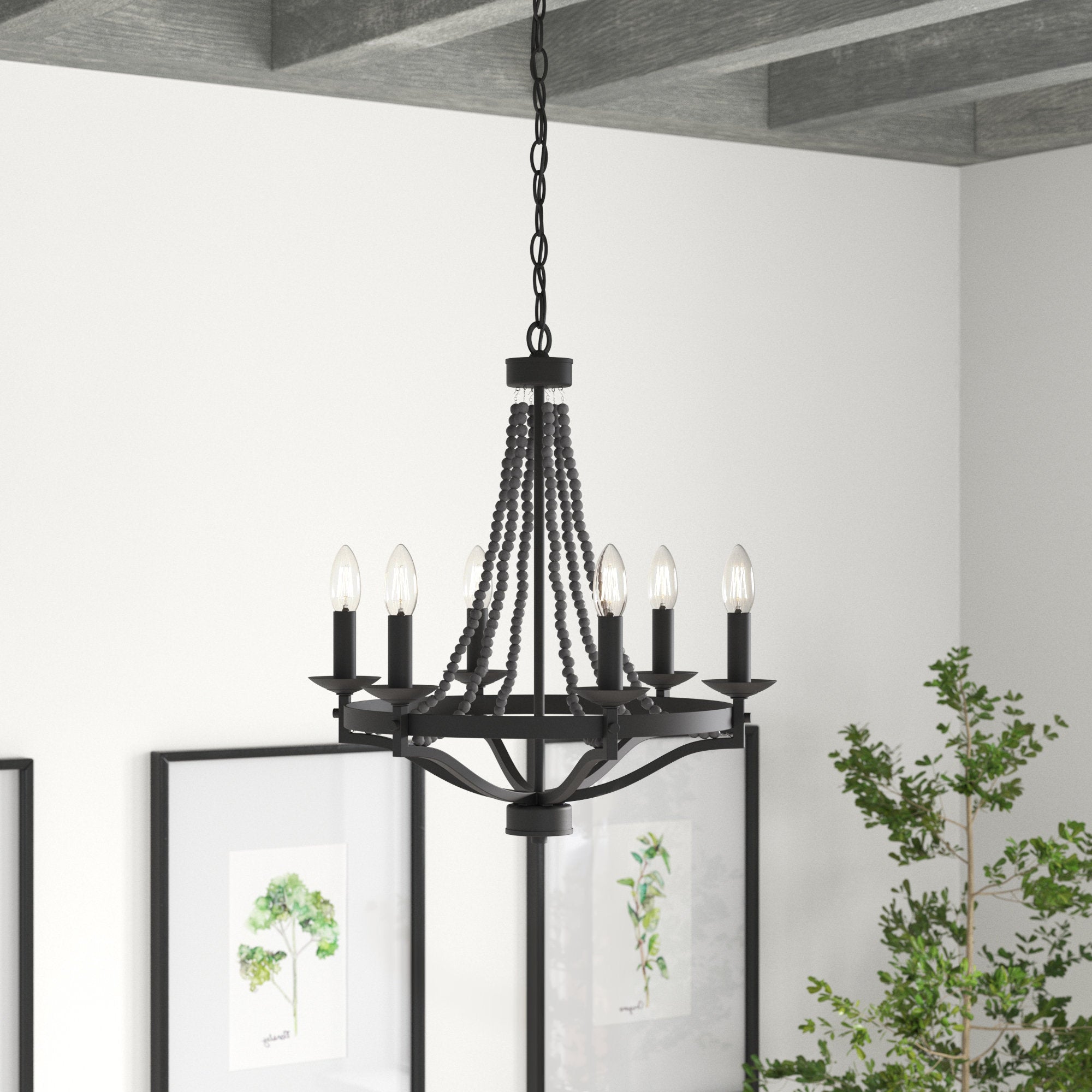 Isoren Industrieller Vintage Kronleuchter aus Holz-Letslighting