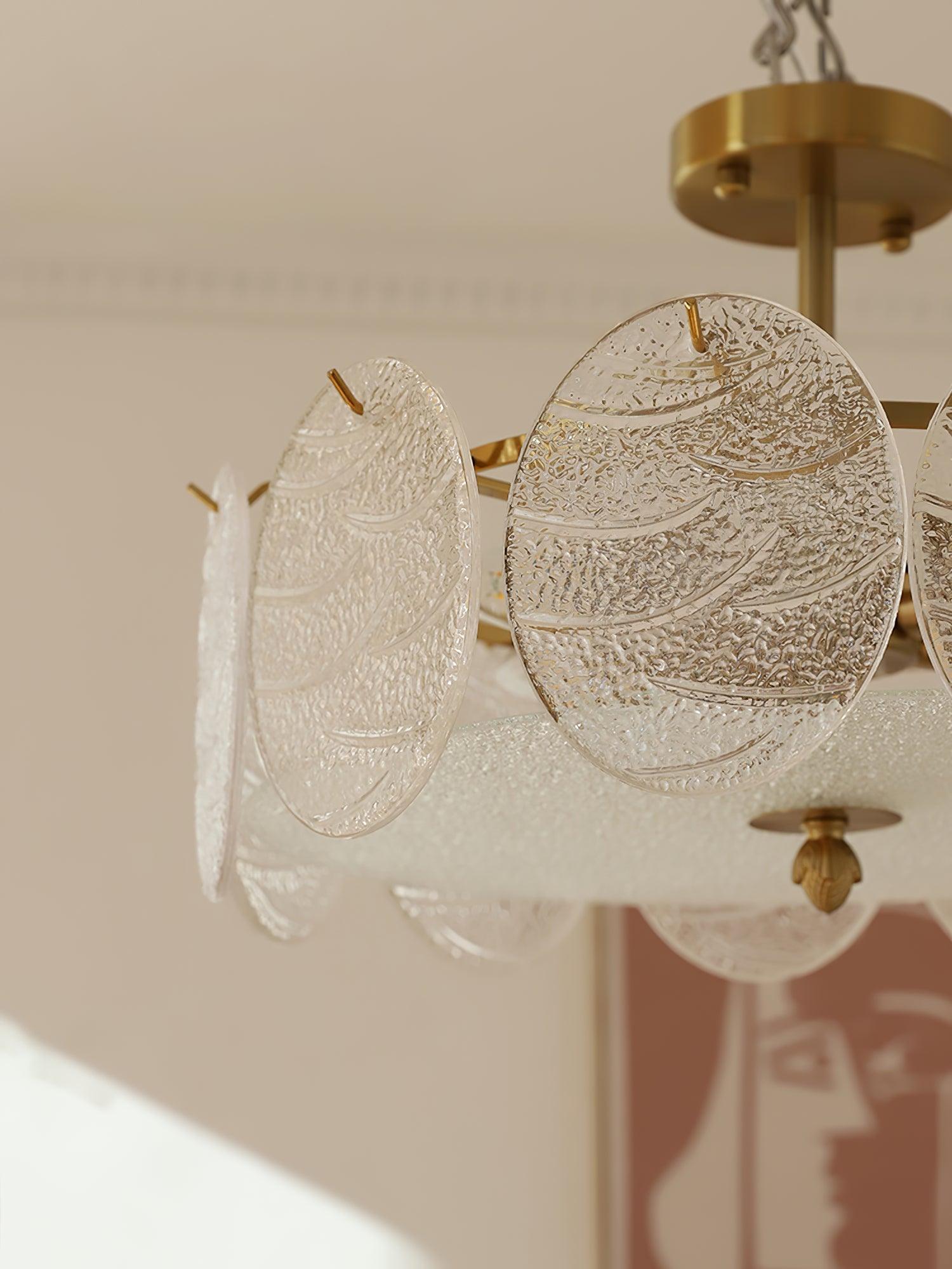 Lustra Deckenleuchte Gold Finish Geripptes Glas-Letslighting