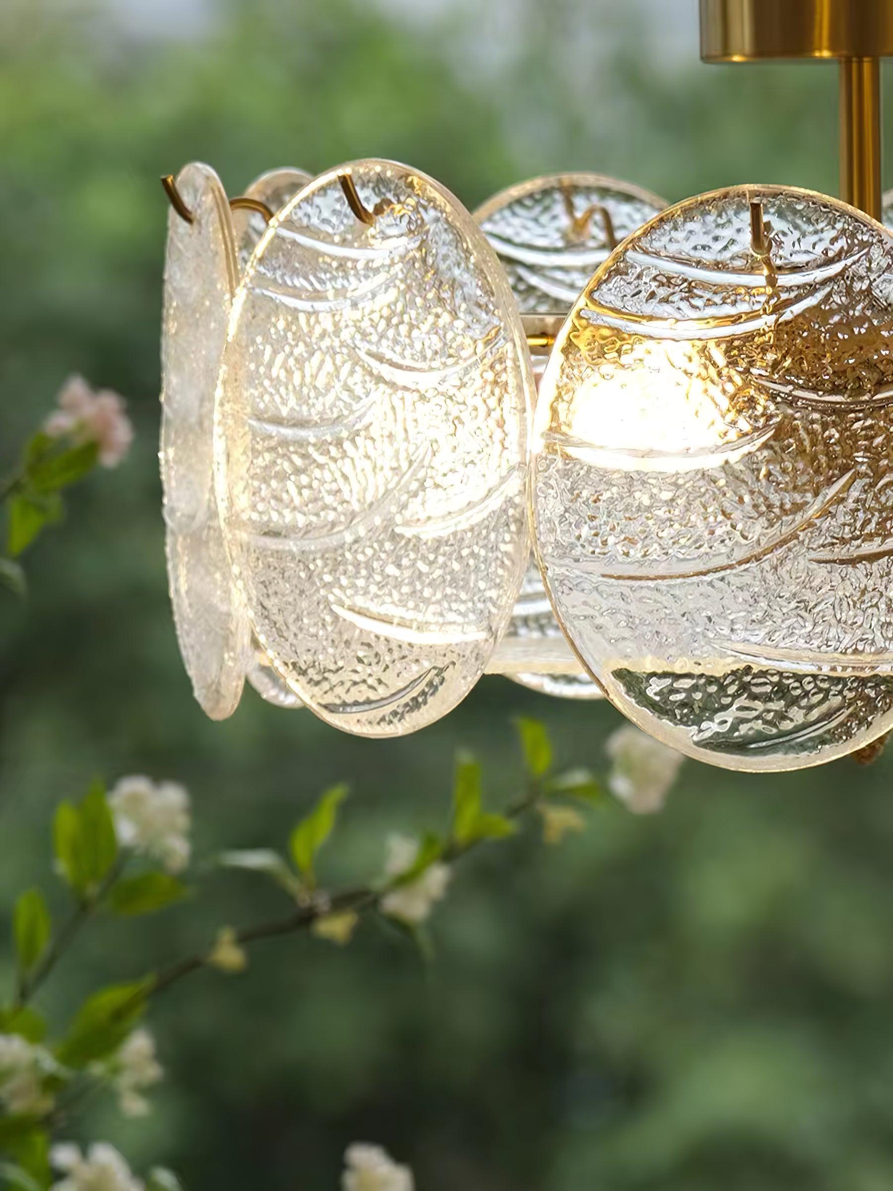 Lustra Deckenleuchte Gold Finish Geripptes Glas-Letslighting