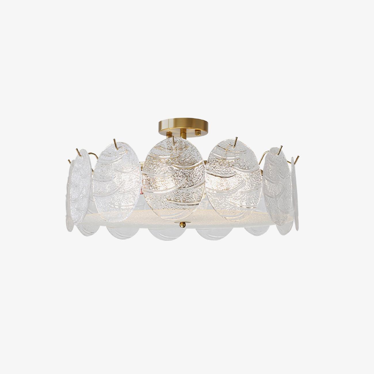 Lustra Deckenleuchte Gold Finish Geripptes Glas-Letslighting