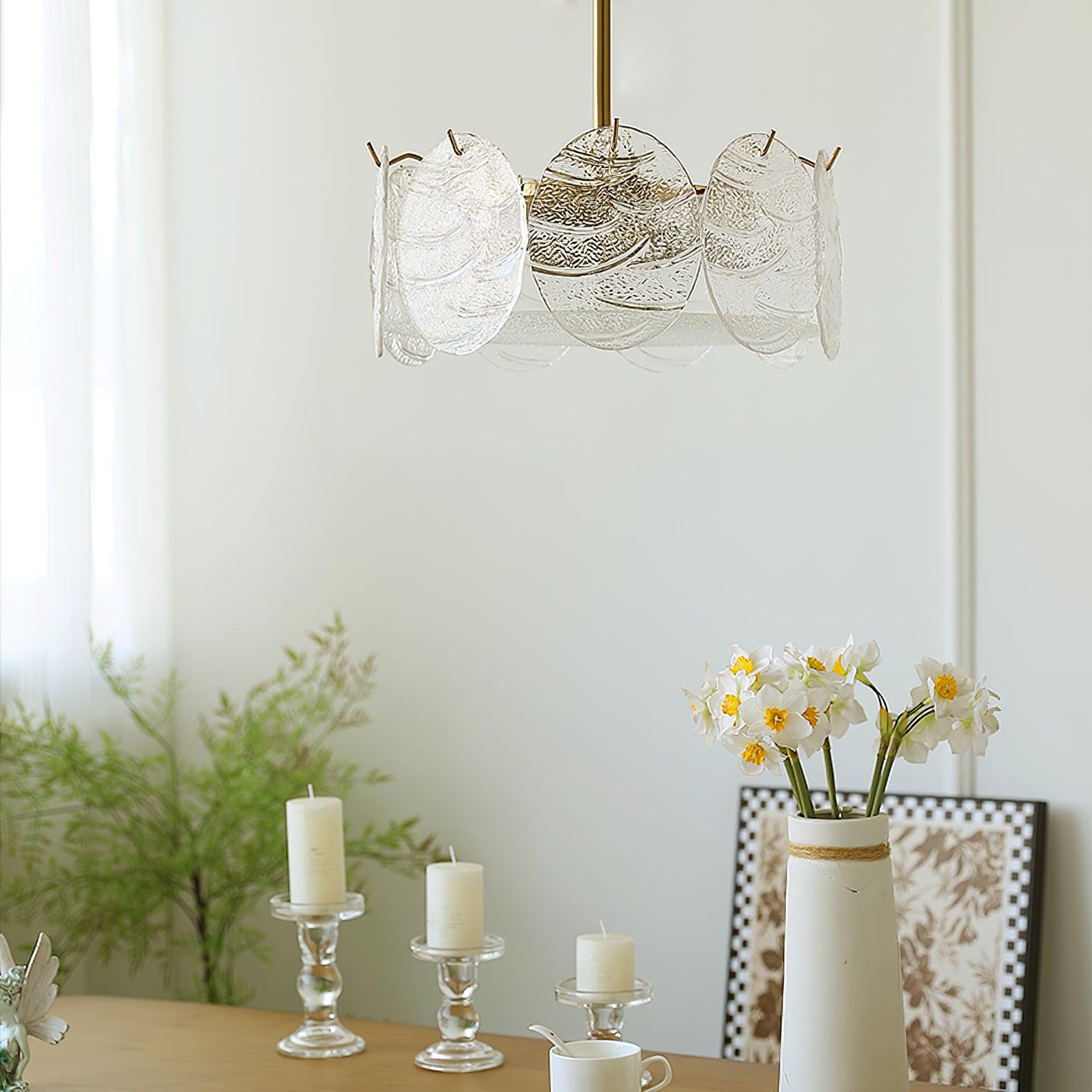 Lustra Deckenleuchte Gold Finish Geripptes Glas-Letslighting