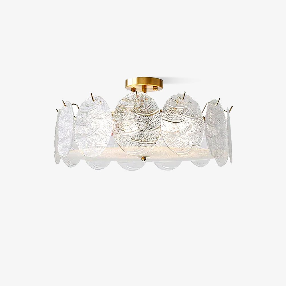 Lustra Deckenleuchte Gold Finish Geripptes Glas-Letslighting